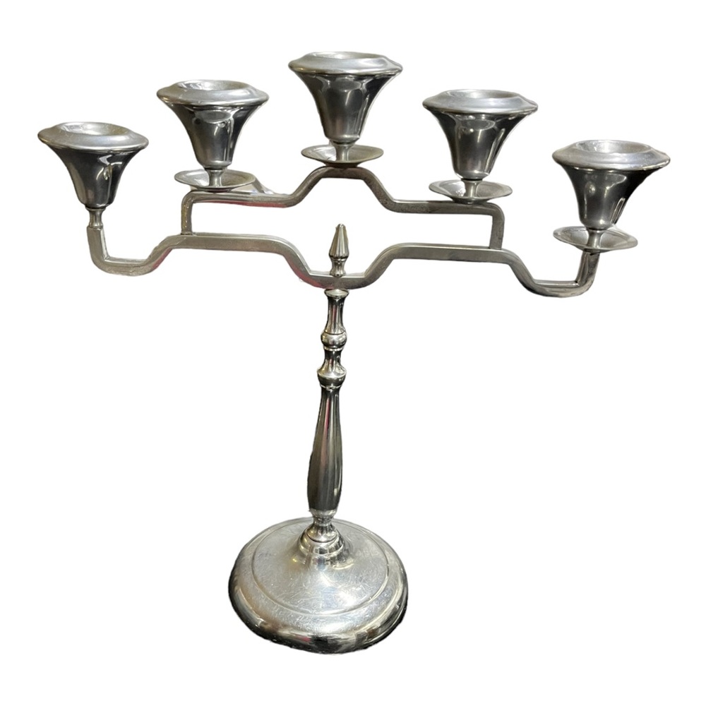 Vintage Farberware Candelabra 5 Arms Chrome Finish Brooklyn NY Retro Five Candle
